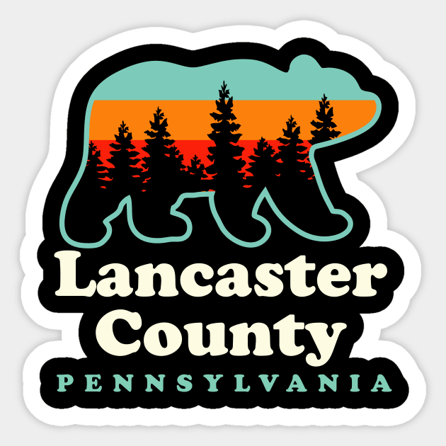 Lancaster County Pennsylvania Amish Hiking Camping Bear Sticker by PodDesignShop